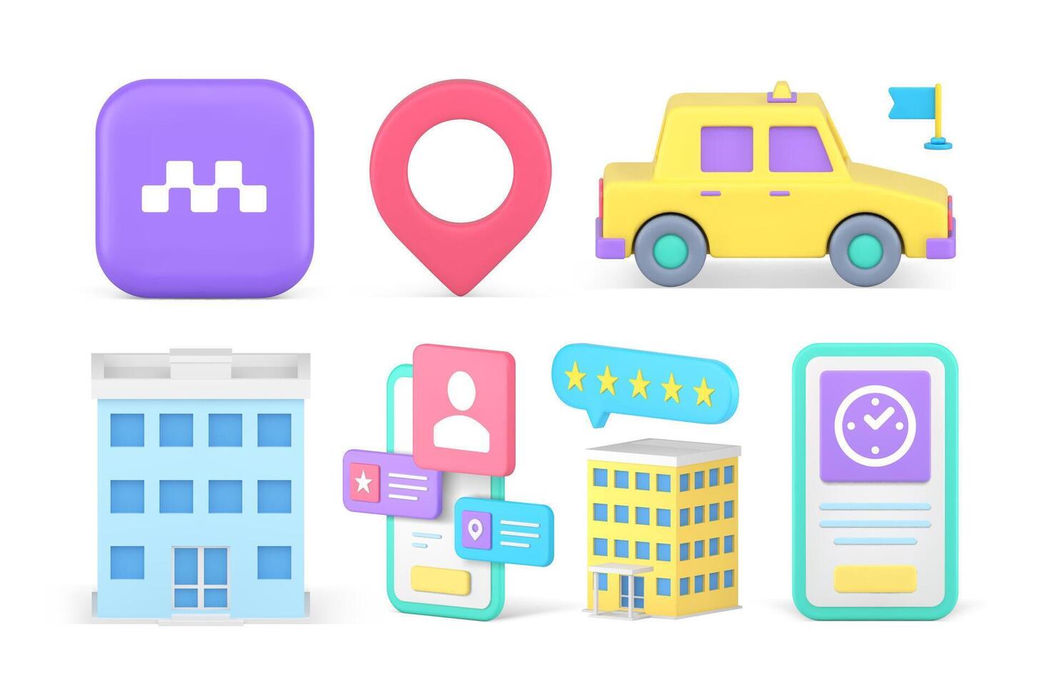 Travel tourism transportation planning smartphone application guide location set 3d icon vector