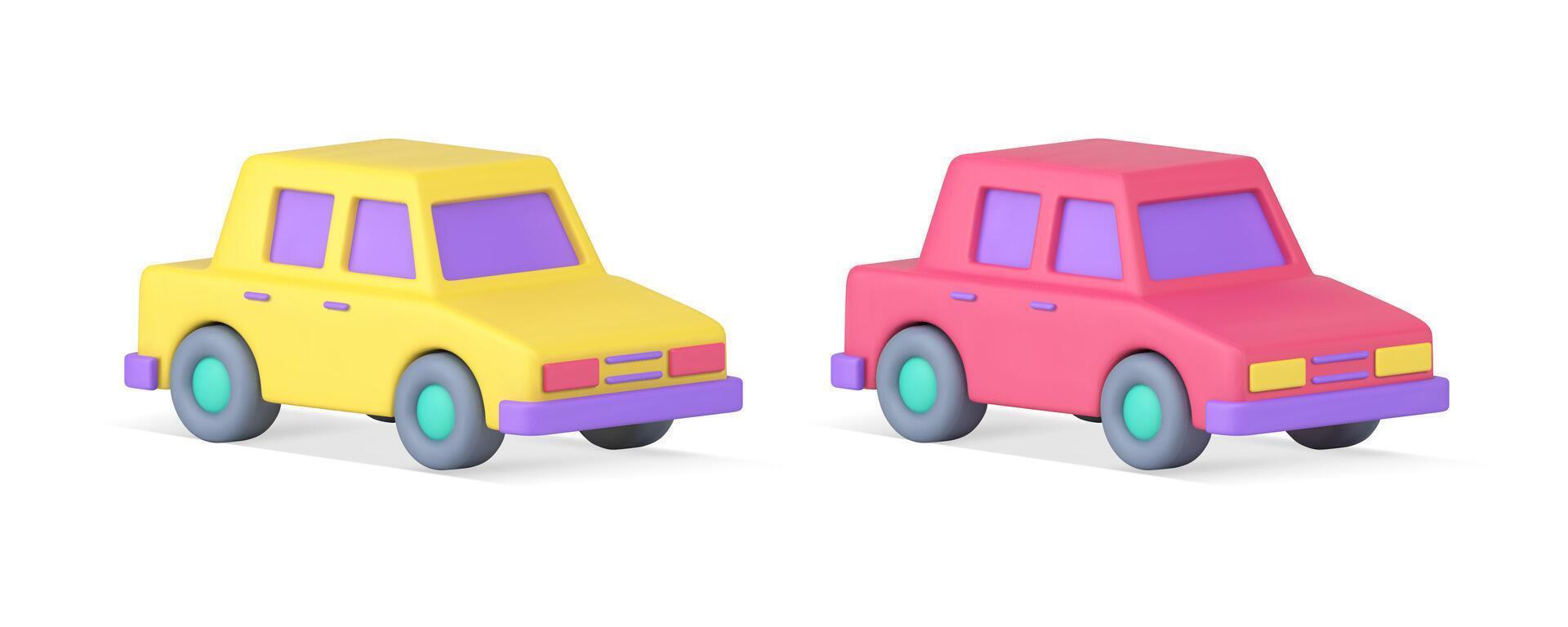 Car automobile passenger transportation speed motor vehicle engine city movement 3d icon set vector