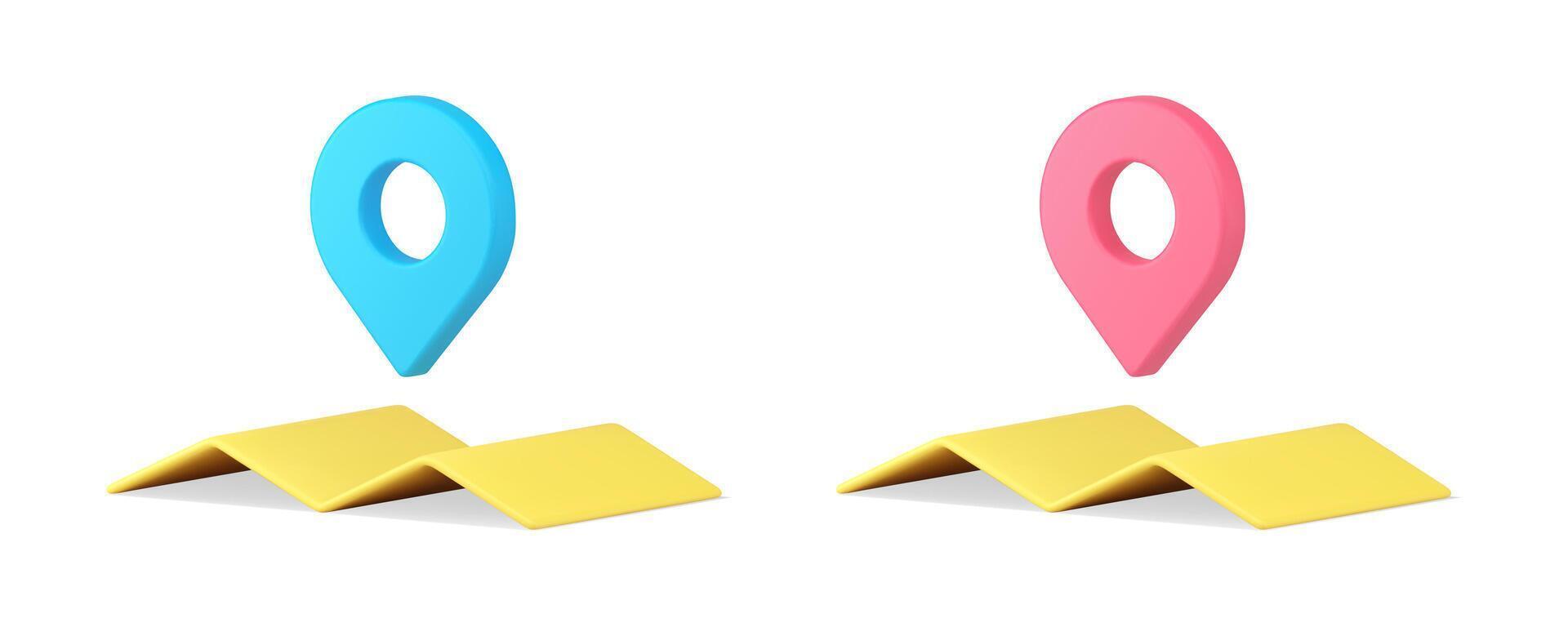 GPS map pin cartography location pointer navigation for check distance 3d icon set realistic vector