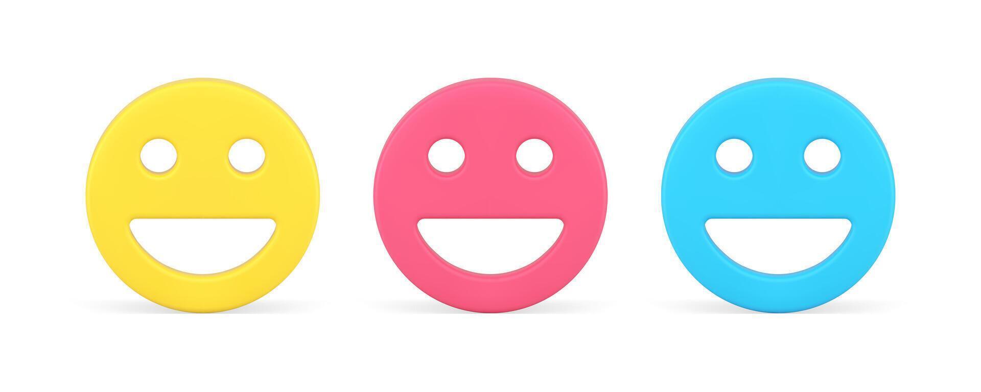 Smiley happy emoticon face cyberspace communication ball with mouth eyes 3d icon set vector
