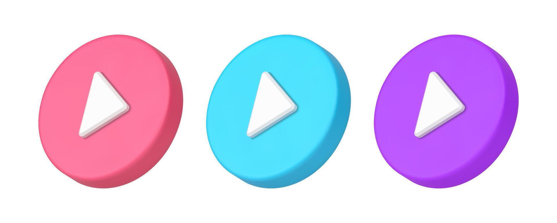 Digital player button start technology multimedia device 3d icon set realistic illustration vector