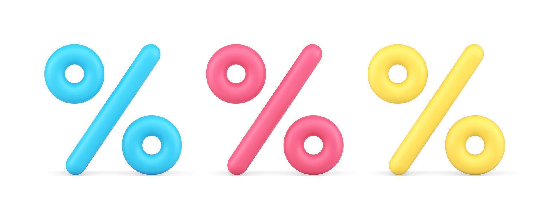 Percent sale discount financial banking badge price off 3d icon set realistic illustration vector