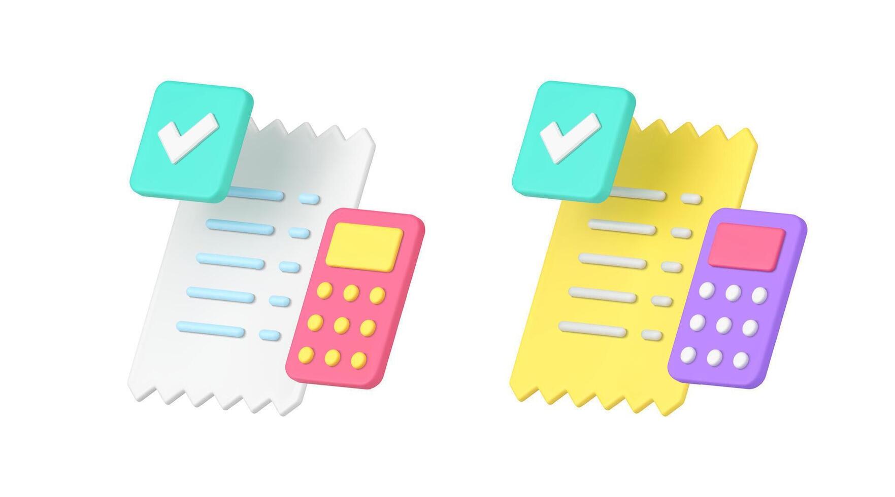Financial accounting success analyzing calculating profit banking bill payment 3d icon set vector