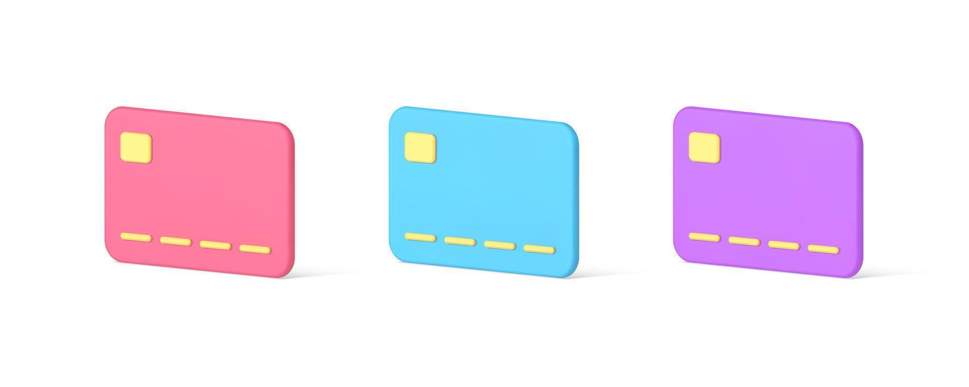 Credit card cashless payment banking financial e money currency account shopping 3d icon set vector