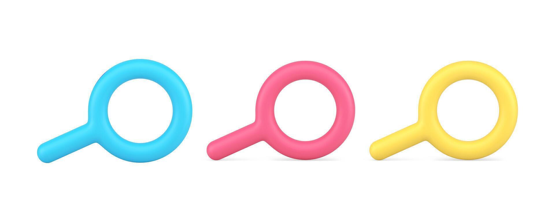 Magnifying glass internet searching science education browsing information 3d icon realistic vector