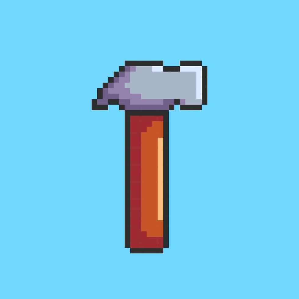 Pixel art style hammer design vector
