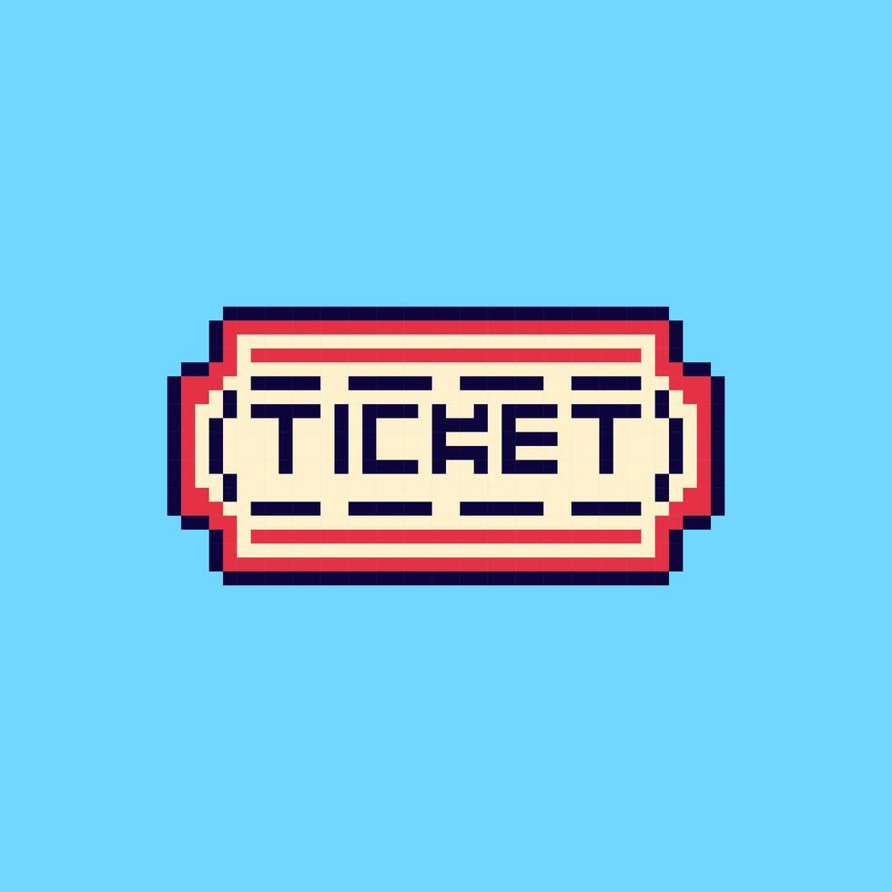 Pixel art style ticket design vector