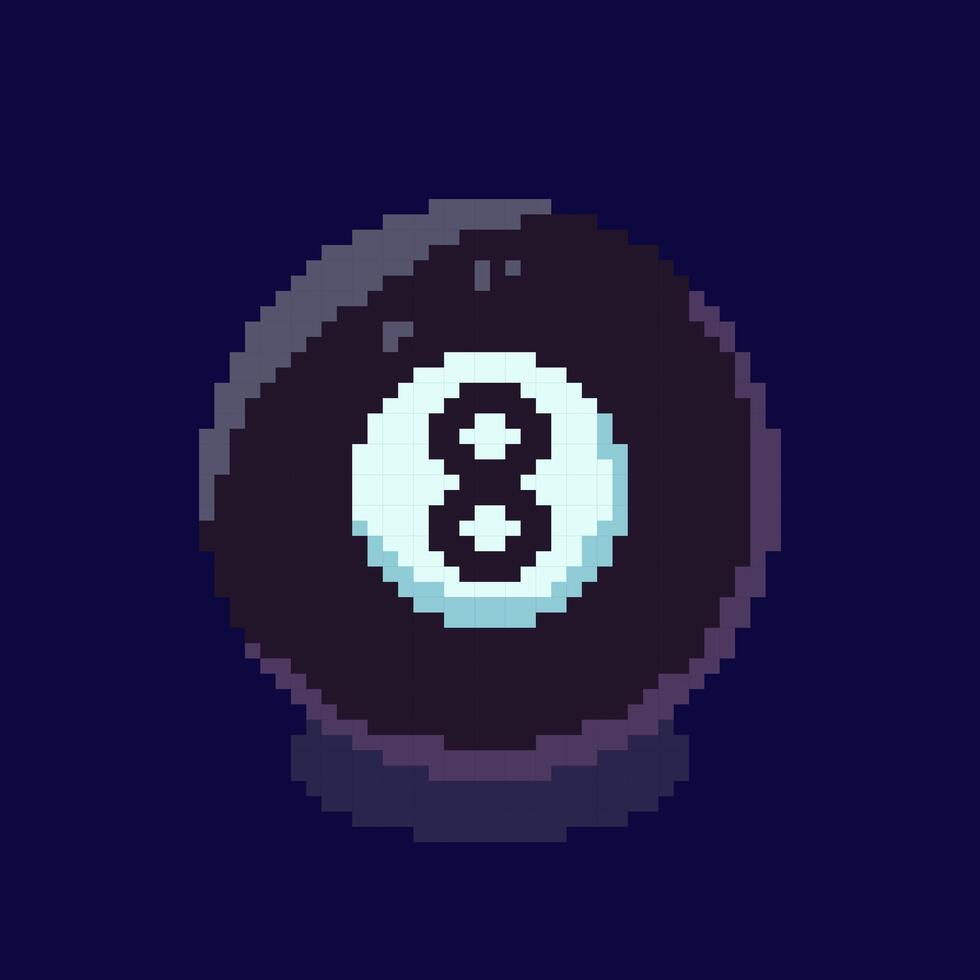 Pixel art style black billiard ball number 8 design vector