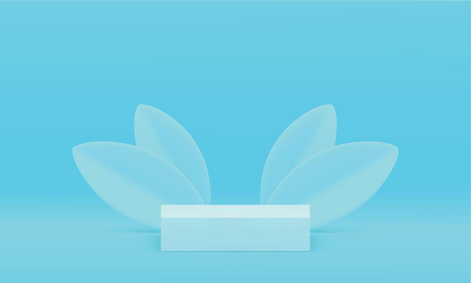 Pedestal squared spring leaves construction showroom for product promo presentation 3d vector