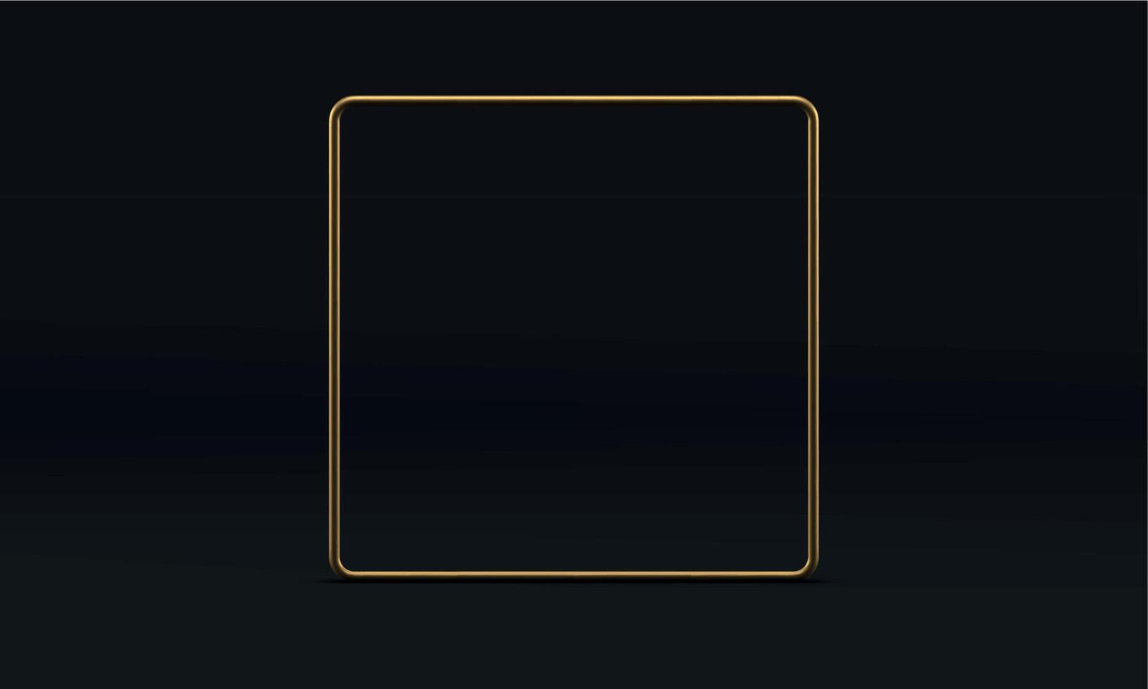Golden frame symmetric squared construction 3d decor element for presentation realistic vector
