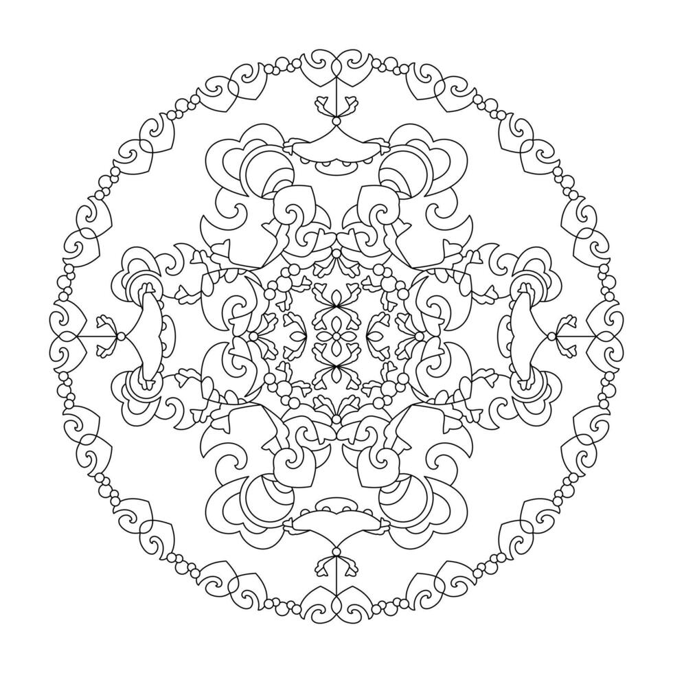 Mandala Coloring Page with hearts. Abstract. vector