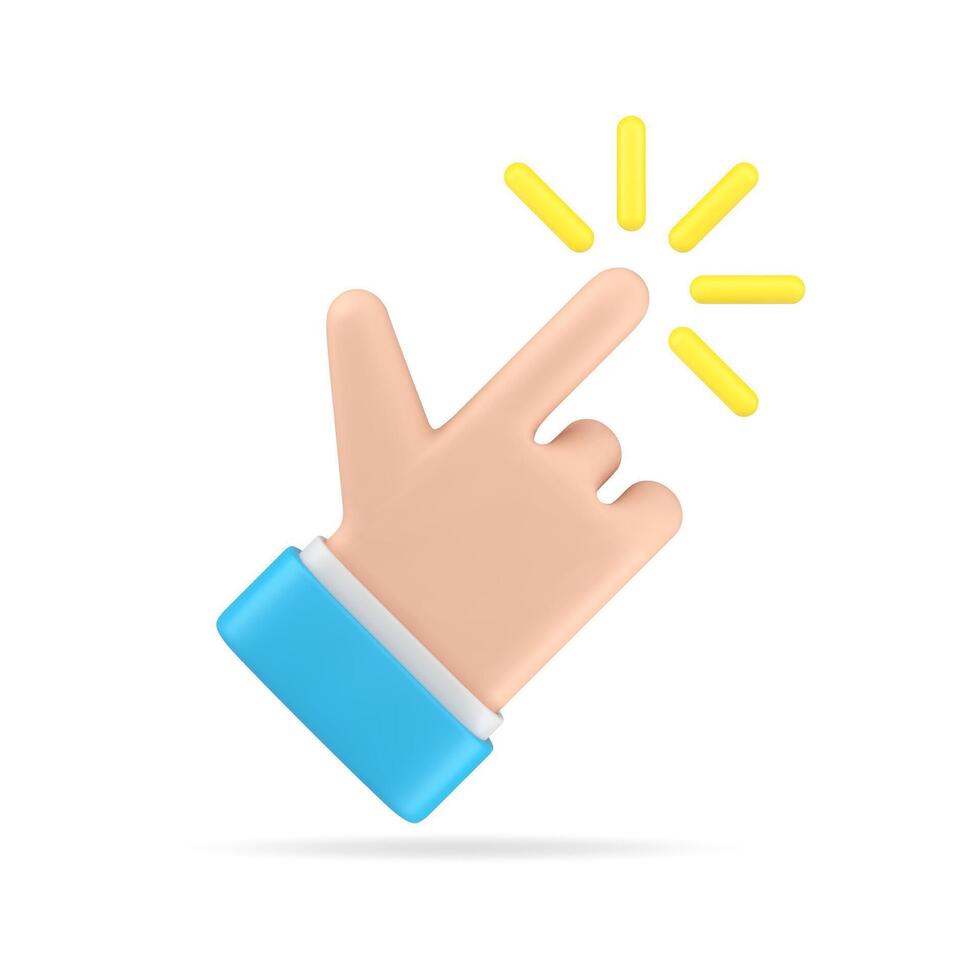 Business man hand human finger click pointer web screen cursor gesture 3d icon realistic vector