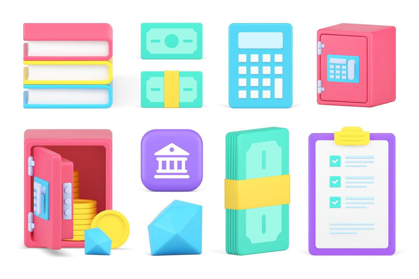 Business accounting financial management 3d icon set realistic illustration vector