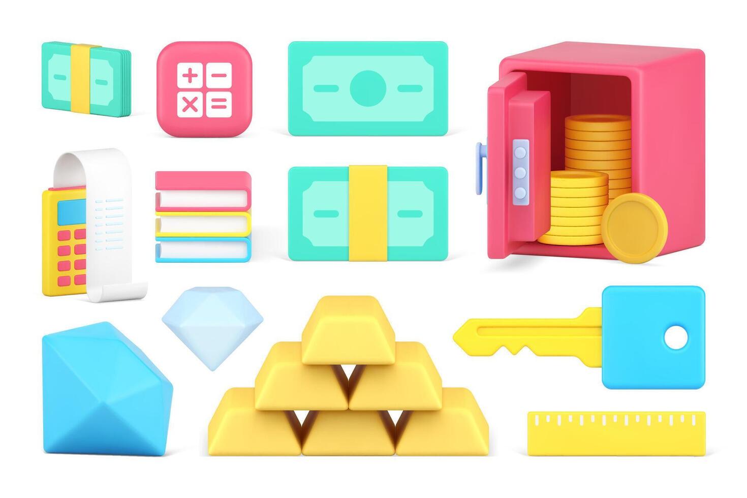 Banking safe business accounting financial storage commercial economy set 3d icon realistic vector
