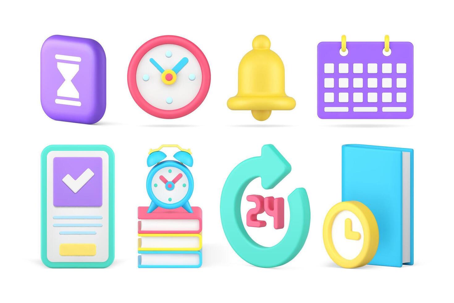 Countdown agenda timing management success organization set 3d icon realistic illustration vector