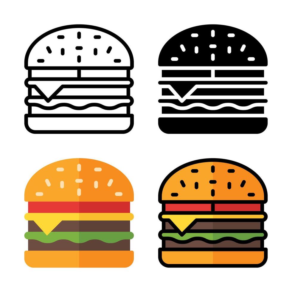 Set of Burger Icon Illustration vector