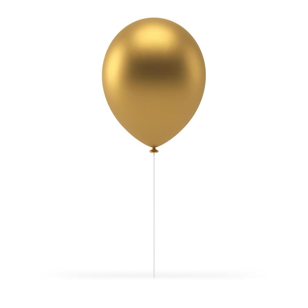 Golden air balloon 3d anniversary party congratulations realistic illustration vector