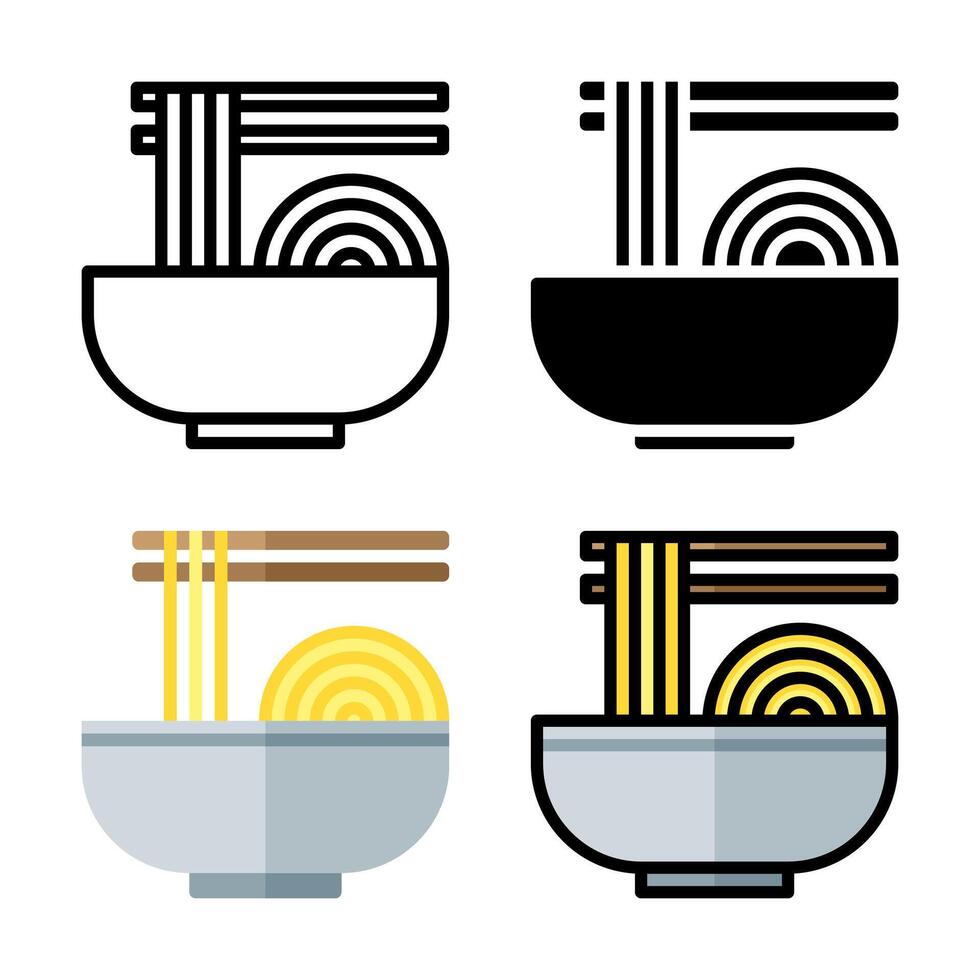Set of Noodles Icon Illustration vector