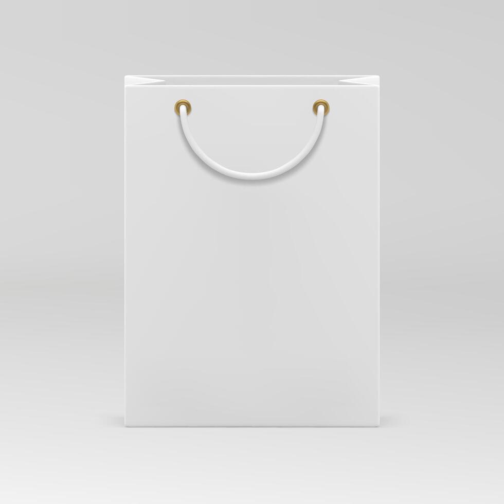 3d paper shopping bag branding identification packet handles for purchase carrying realistic vector