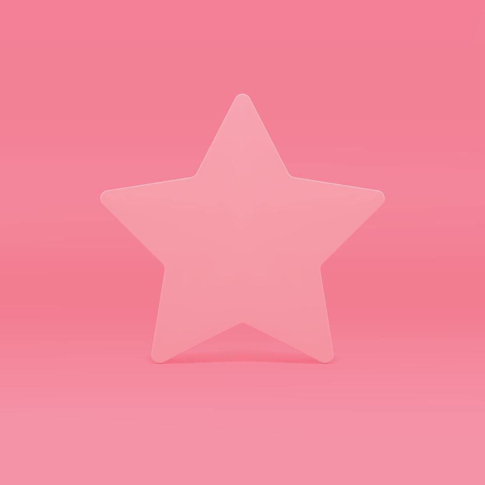 3d star pink best award angular decor element premium quality symbol realistic illustration vector