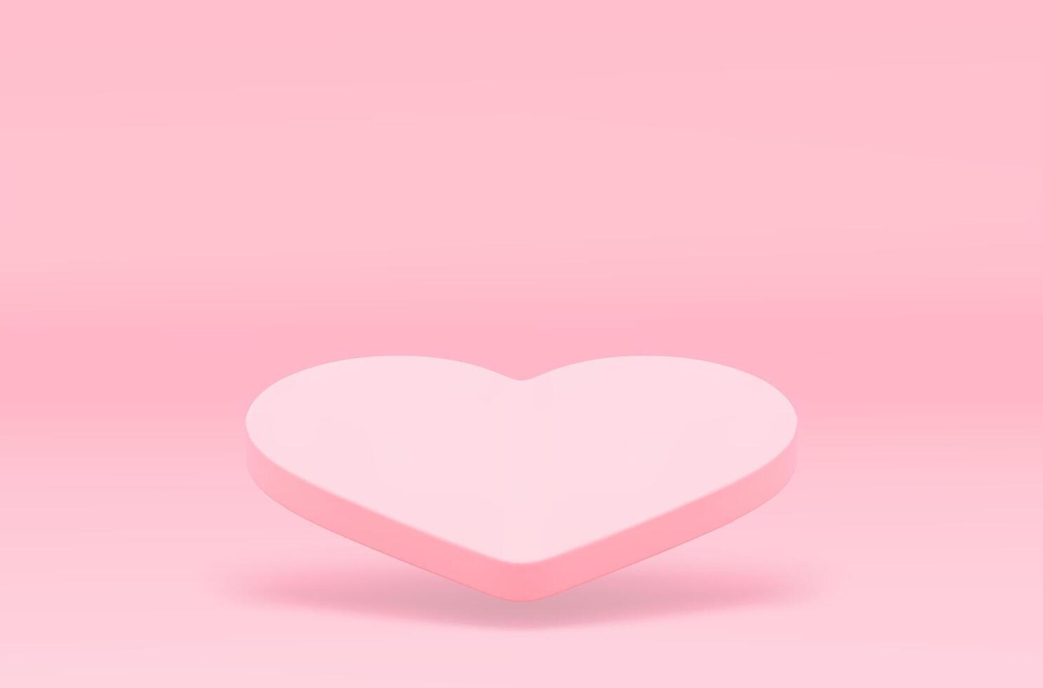 Pink 3d heart flying podium elegant stage for product premium presentation realistic vector