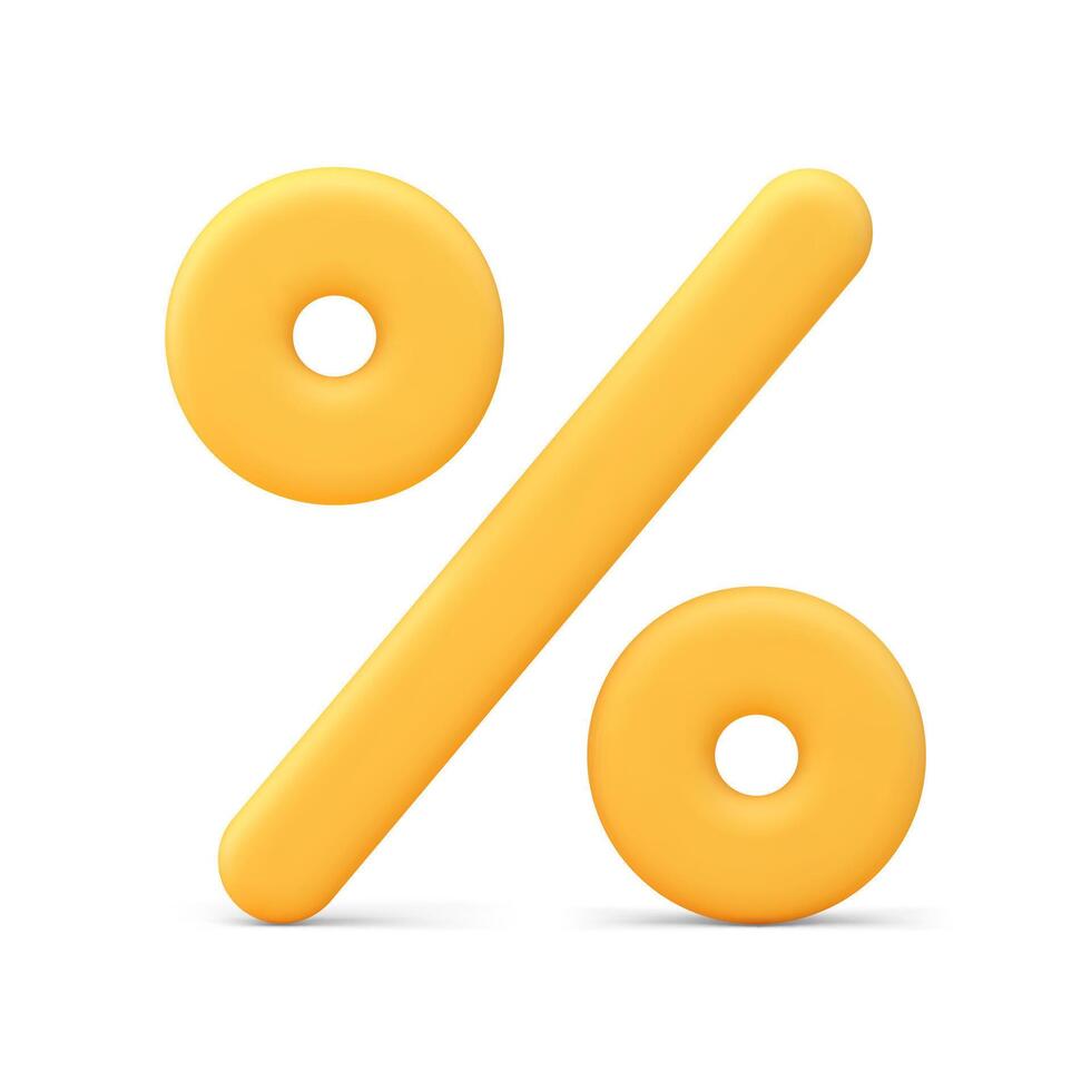 Percentage yellow 3d icon sale discount shopping clearance price off element realistic vector