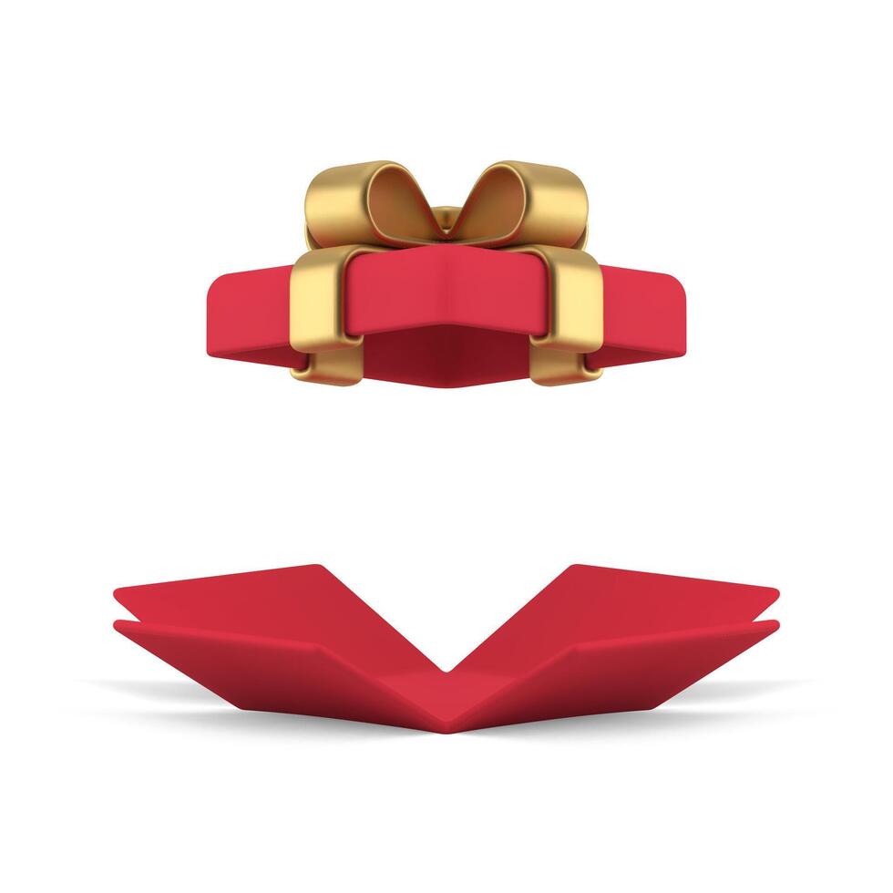 Red open gift box cardboard container for holiday surprise 3d icon realistic illustration vector