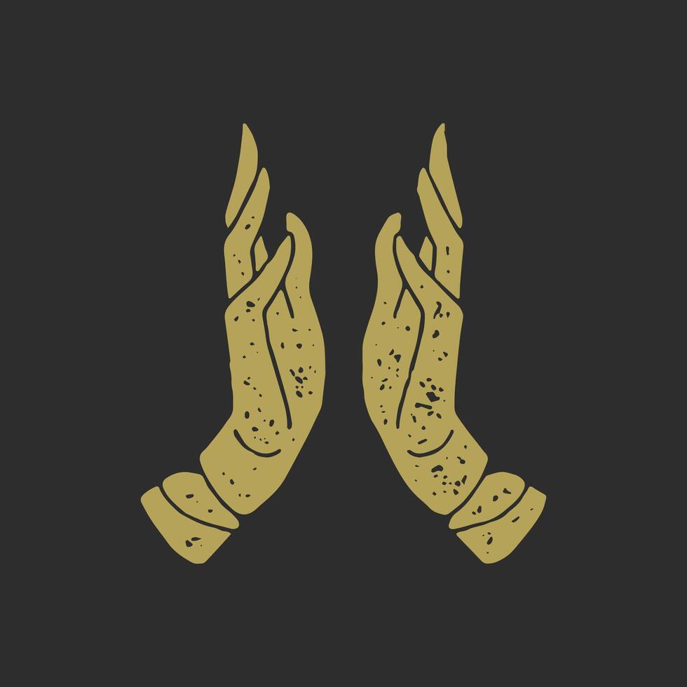 Two vertical woman hands ready to applause antique grunge texture illustration vector