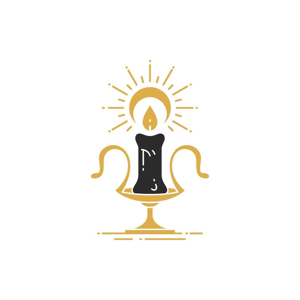 Magic burning candle silhouette drawing for occult ritual vector