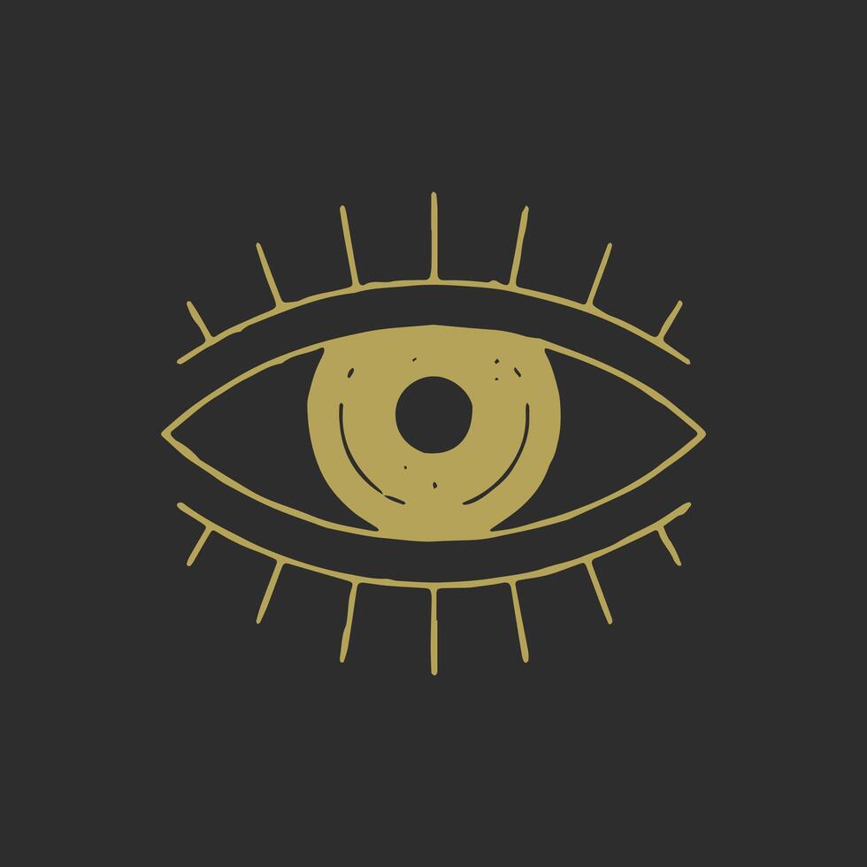 All seeing eye esoteric optical contemplation symbol of control, power and following grunge texture vector