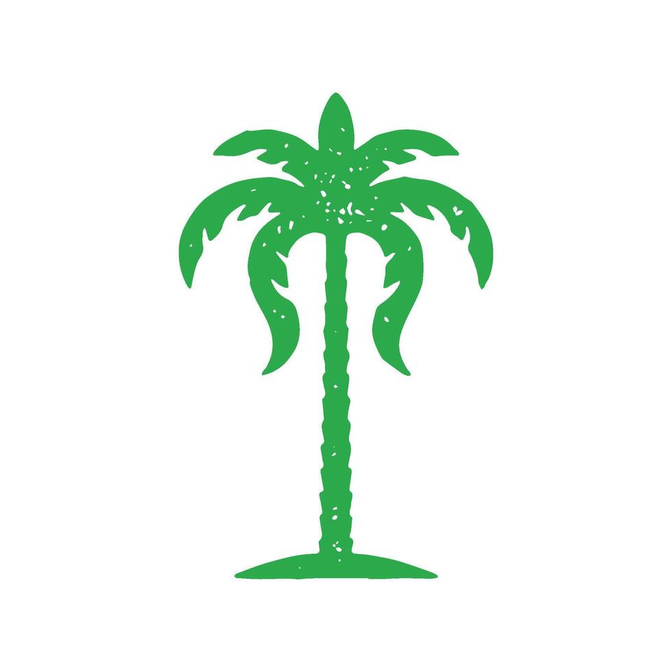 Green tropical palm tree with lush dense foliage hand drawn minimalist grunge texture vector