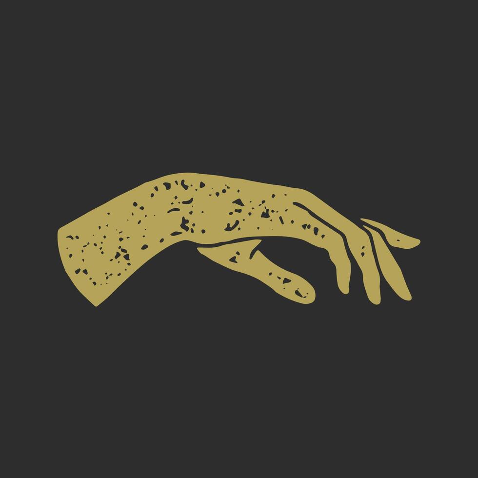 Horizontal feminine drawing hand with fingers golden grunge texture illustration vector