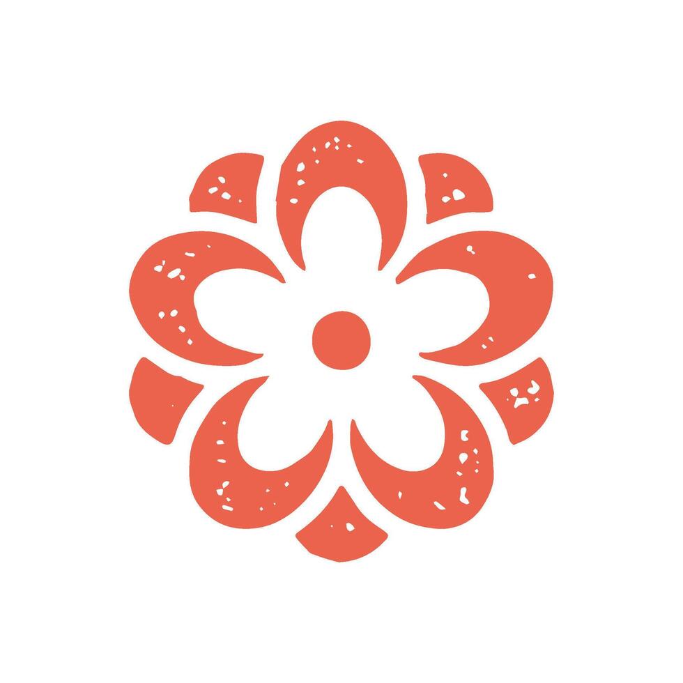Romantic chamomile blossom flower with petals red hand drawn grunge texture illustration vector