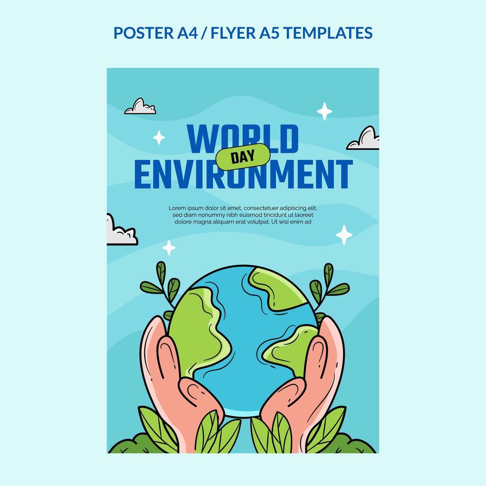 World Environment Day Poster template style Hand Drawn Colorful vector