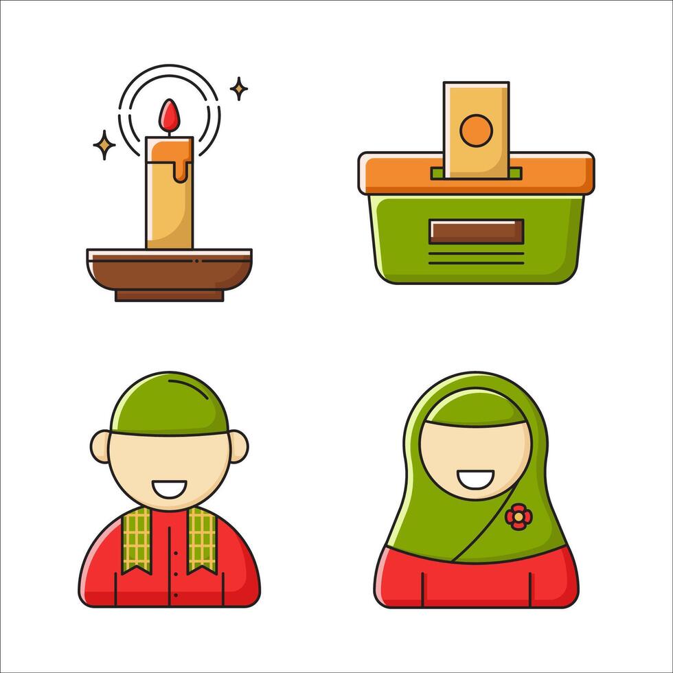 Ramadan Moon Objects Candle, Candle, muslim and muslimah. vector