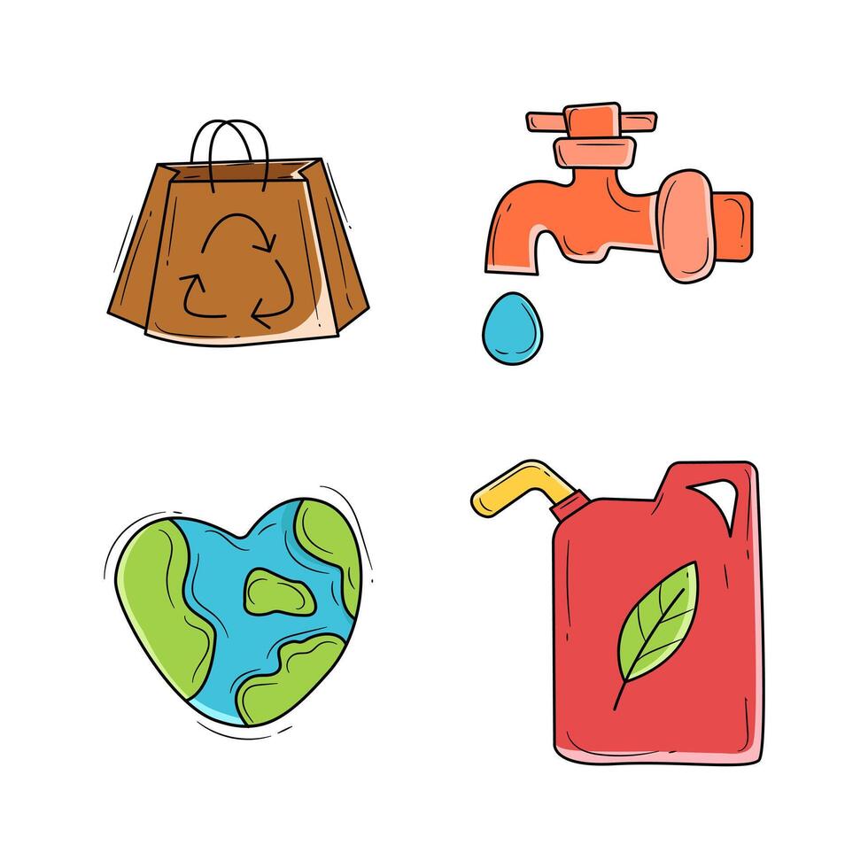 Set of World Environment Day style Doodle colorful vector