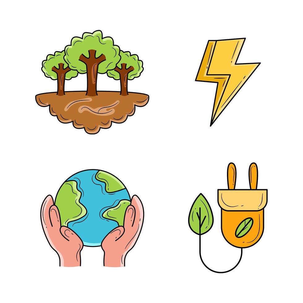 Set of World Environment Day style Doodle colorful vector