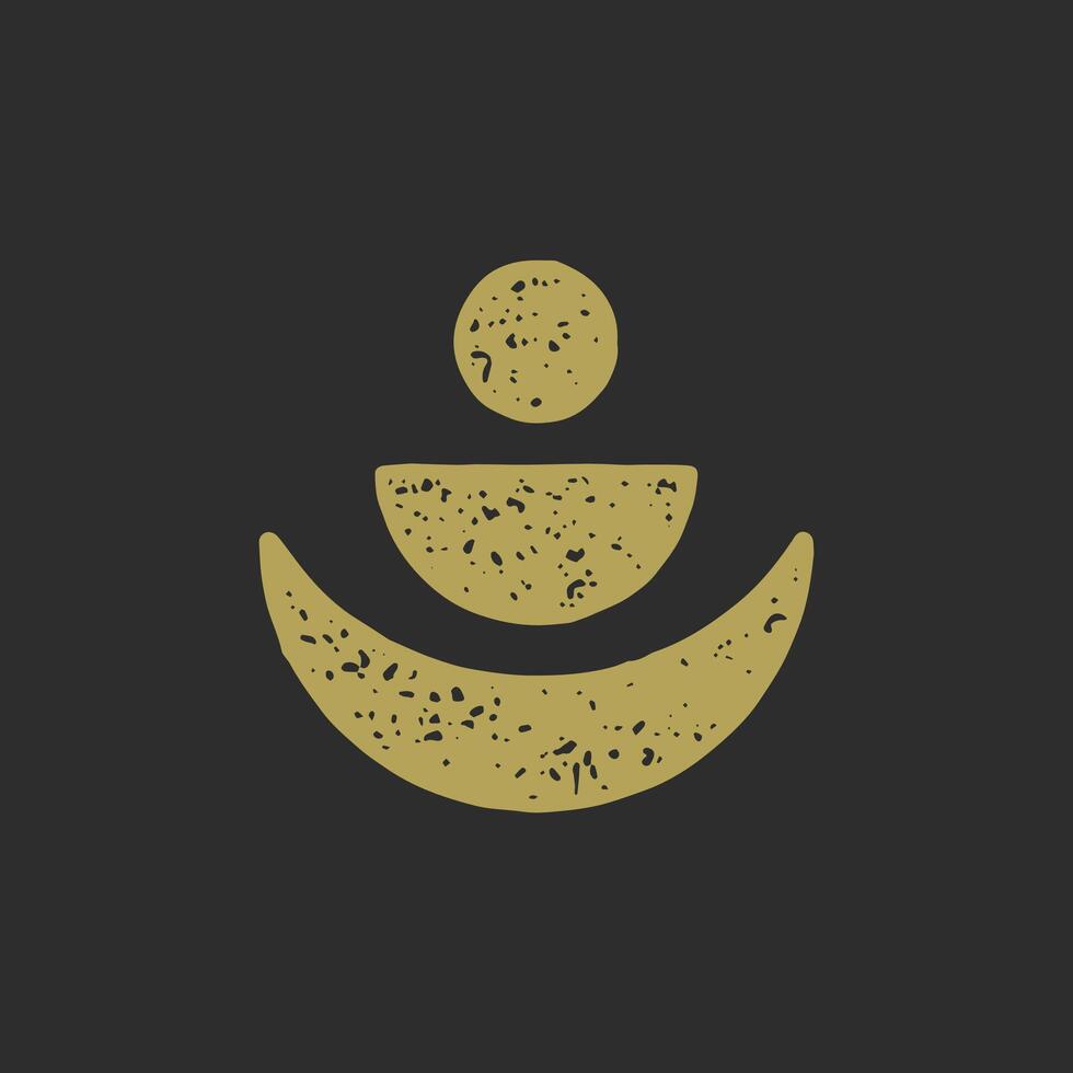 Abstract esoteric amulet with half moon and human icon minimalist decorative design grunge texture vector
