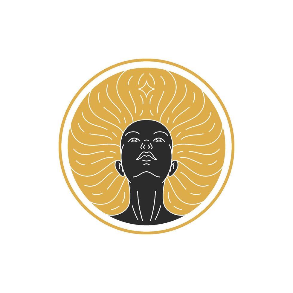 Magic elegant woman portrait with hairs silhouette illustration vector