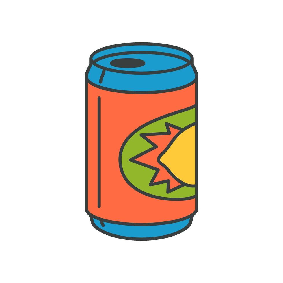 Retro lemon soda open can pop art groovy t shirt print decorative design cartoon illustration vector