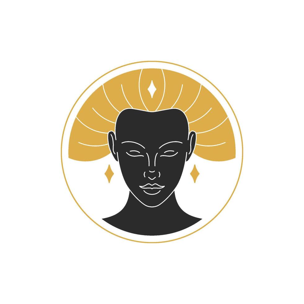 Magic elegant woman portrait with hairs silhouette illustration vector