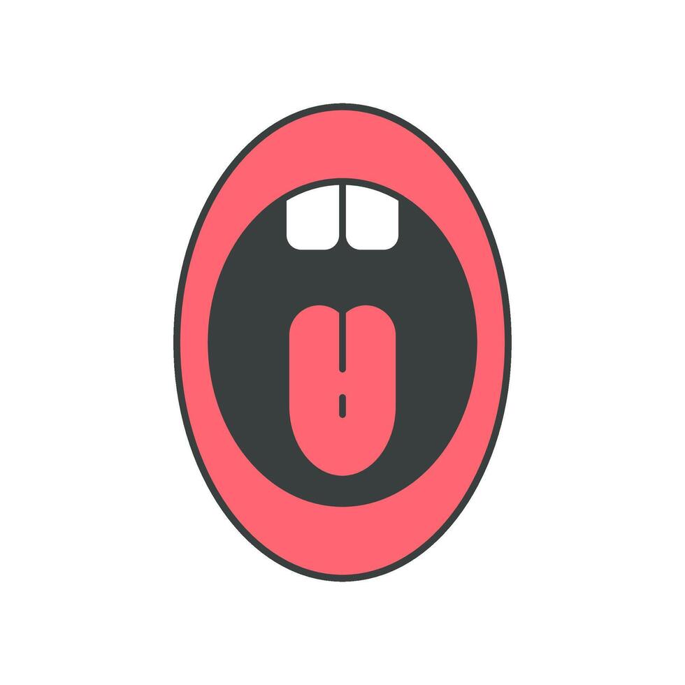 Screaming pink open human mouth with teeth and tongue pop art groovy style t shirt print vector