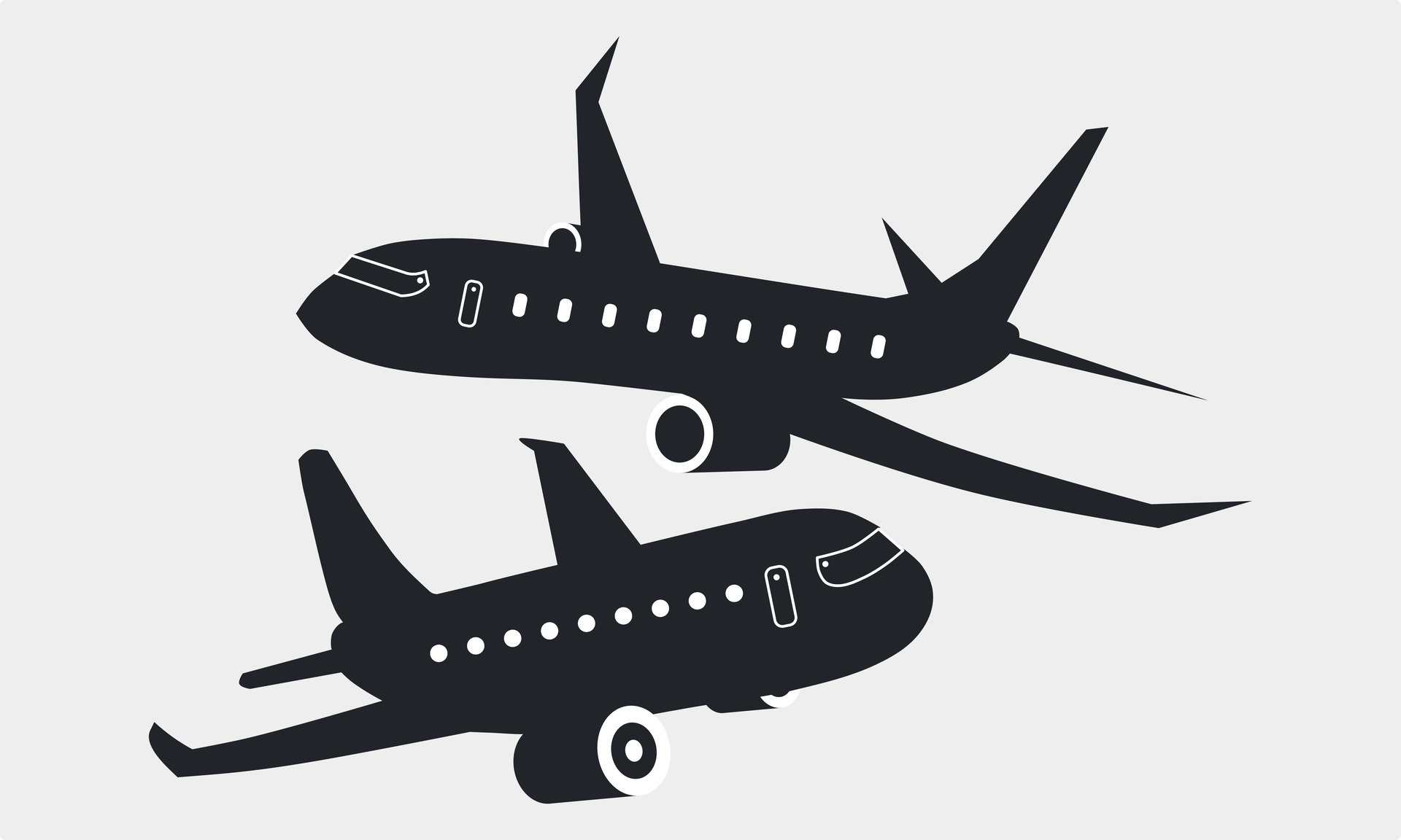 Silhouettes of Jet Planes and Commercial Airplanes. Silhouette Airplane