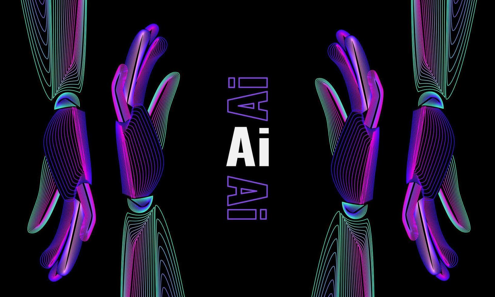 Web banner or landing page design with robot hands.Symbol of computer neural networks or artificial intelligence. Futuristic concept illustration. illustration EPS 10 vector