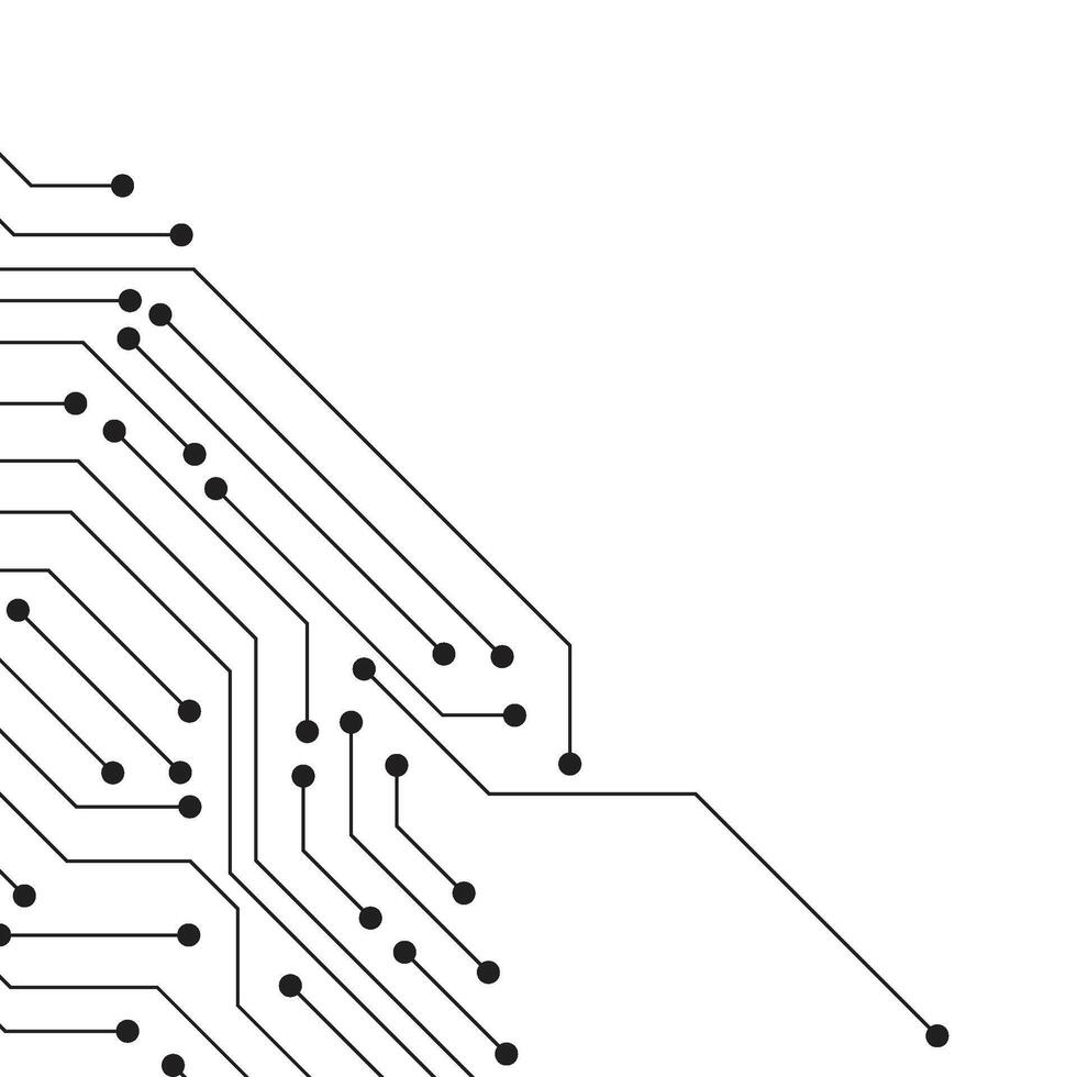 Abstract technology circuit board corner isolated on a white background vector