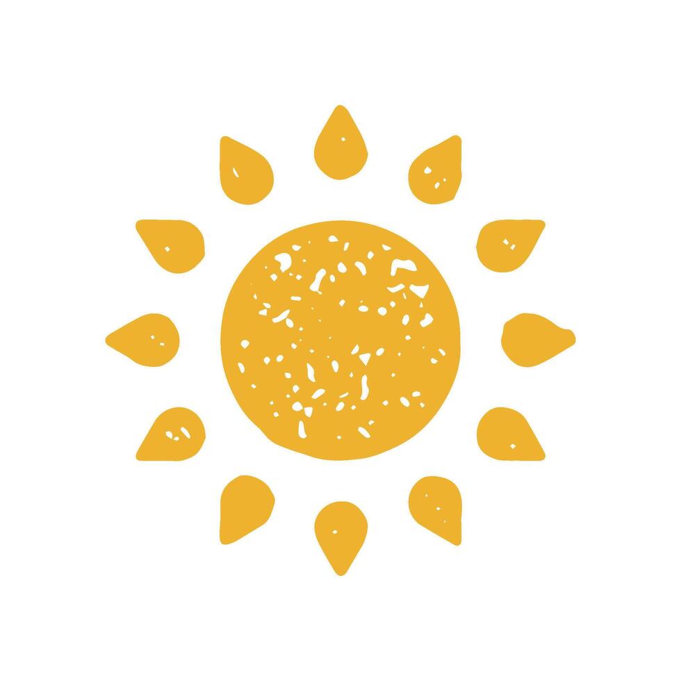 Simple sun circle shape with shining beams decorative design grunge texture illustration vector