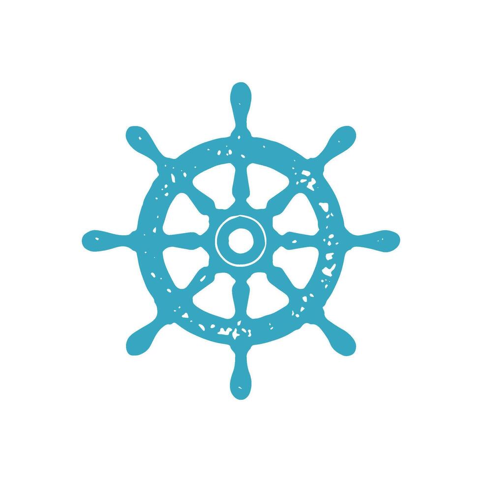 Monochrome simple steering wheel with handles for nautical transportation directional navigation vector