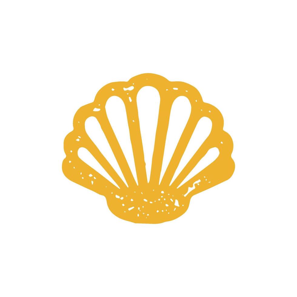 Yellow elegant closed sea shell ornamental aquatic underwater wildlife grunge texture vector