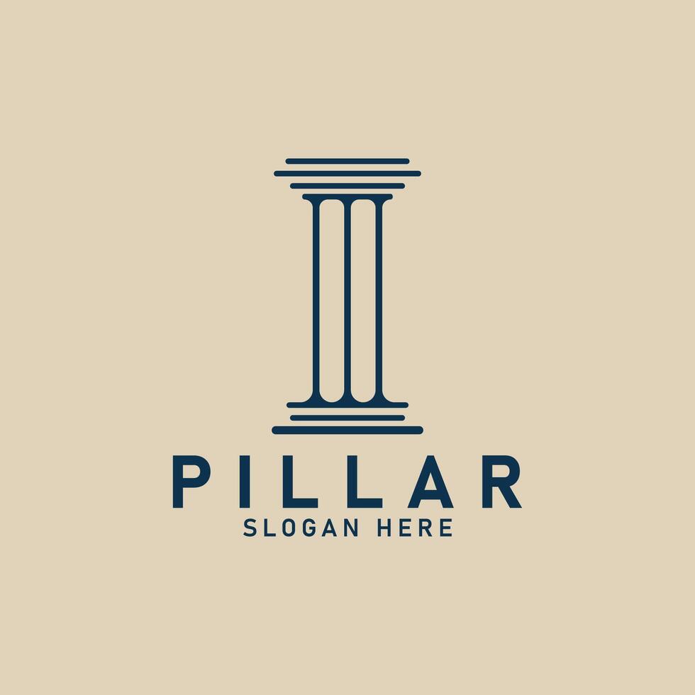 pillar ancient architecture logo illustration, icon minimalist illustration design vector