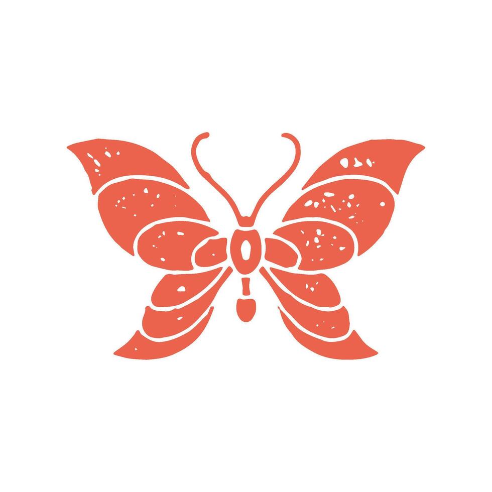 Beautiful ornate creative butterfly with mustache antenna summer spring symbol grunge texture vector